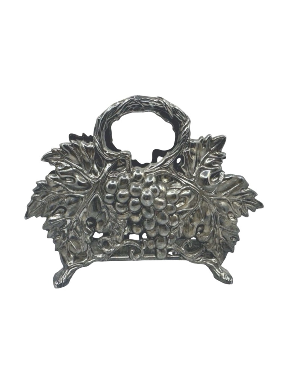 Vintage 1994 Godinger Silver Grape Napkin Holder